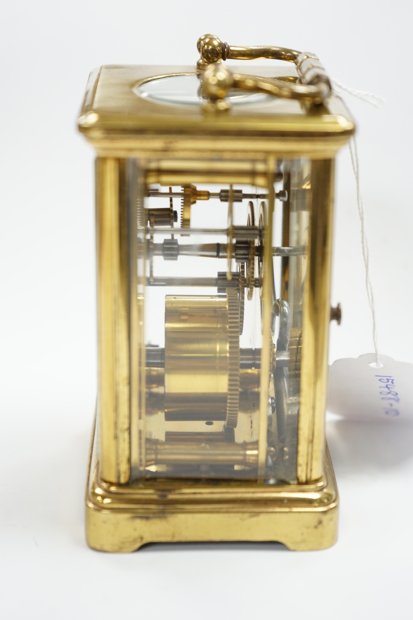 A carriage timepiece, dial stamped Ellington and Co, (with purchase receipt), 10cm high. Condition - case fair, not tested as working